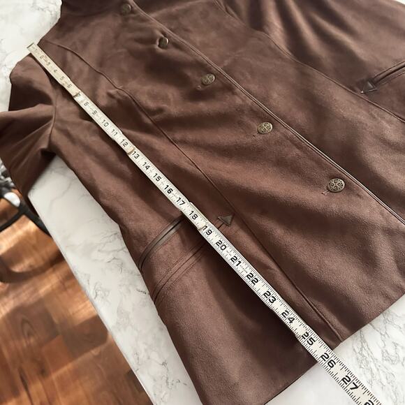 Soft Surroundings Mylitta Brown Faux Suede Jacket Women’s Size Small snap front - Picture 9 of 12